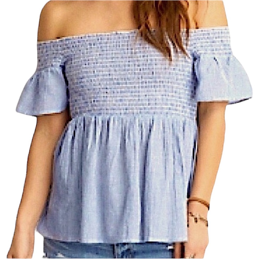 AMERICAN EAGLE: Off the Shoulder Smocked Peplum Blouse- Size XS